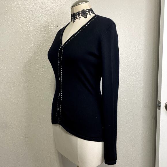 Karen Kane Merino Wool Gothic Emo Coquette Fitted GrungeCardigan Sweater- READ - Picture 7 of 15
